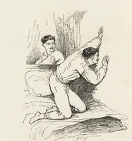 An illustration from La vie hors de chez soi (comédie de notre temps) l'hiver, le printemps, l'été, l'automne; études au crayon et à la plume (1876)