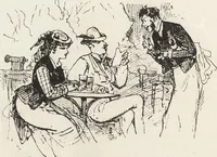 An illustration from La vie hors de chez soi (comédie de notre temps) l'hiver, le printemps, l'été, l'automne; études au crayon et à la plume (1876)