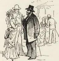 An illustration from La vie hors de chez soi (comédie de notre temps) l'hiver, le printemps, l'été, l'automne; études au crayon et à la plume (1876)