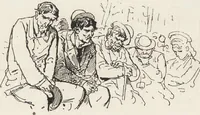 An illustration from La vie hors de chez soi (comédie de notre temps) l'hiver, le printemps, l'été, l'automne; études au crayon et à la plume (1876)