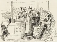 An illustration from La vie hors de chez soi (comédie de notre temps) l'hiver, le printemps, l'été, l'automne; études au crayon et à la plume (1876)