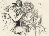 An illustration from La vie hors de chez soi (comédie de notre temps) l'hiver, le printemps, l'été, l'automne; études au crayon et à la plume (1876)