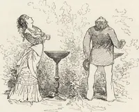An illustration from La vie hors de chez soi (comédie de notre temps) l'hiver, le printemps, l'été, l'automne; études au crayon et à la plume (1876)