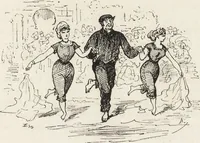 An illustration from La vie hors de chez soi (comédie de notre temps) l'hiver, le printemps, l'été, l'automne; études au crayon et à la plume (1876)