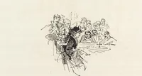 An illustration from La vie hors de chez soi (comédie de notre temps) l'hiver, le printemps, l'été, l'automne; études au crayon et à la plume (1876)