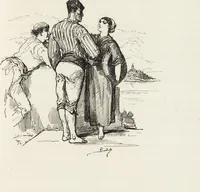 An illustration from La vie hors de chez soi (comédie de notre temps) l'hiver, le printemps, l'été, l'automne; études au crayon et à la plume (1876)