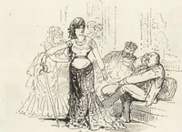 An illustration from La vie hors de chez soi (comédie de notre temps) l'hiver, le printemps, l'été, l'automne; études au crayon et à la plume (1876)