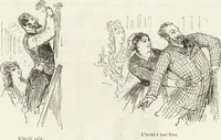 An illustration from La vie hors de chez soi (comédie de notre temps) l'hiver, le printemps, l'été, l'automne; études au crayon et à la plume (1876)