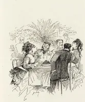 An illustration from La vie hors de chez soi (comédie de notre temps) l'hiver, le printemps, l'été, l'automne; études au crayon et à la plume (1876)