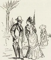 An illustration from La vie hors de chez soi (comédie de notre temps) l'hiver, le printemps, l'été, l'automne; études au crayon et à la plume (1876)