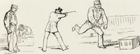 An illustration from La vie hors de chez soi (comédie de notre temps) l'hiver, le printemps, l'été, l'automne; études au crayon et à la plume (1876)