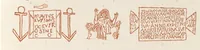An illustration from Catacombes de Rome : architecture, peintures murales, lampes, vases, pierres précieuses gravées, instruments, objets divers, fragments de vases en verre doré, inscriptions, figures et symboles gravés sur pierre (1851)
