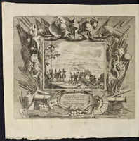 An illustration from L'idea di vn prencipe et eroe christiano in Francesco I. d'Este di Modona e Reggio dvca VIII., generalissimo dell'arme reali di Francia in Italia, &c. : effigiata co'profili delle virtv da prencipi svoi maggiori ereditate : rappresentata alla publica luce co'l funerale apparato sposto nelle solenni eseqvie dall'Altezza serenissima di Alfonso IV. svo primogenito alla gloriosa ed'immortale sva memoria l'anno M.DC.LIX. alli ii. di aprile in Modona celebrate (1659)