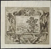 An illustration from L'idea di vn prencipe et eroe christiano in Francesco I. d'Este di Modona e Reggio dvca VIII., generalissimo dell'arme reali di Francia in Italia, &c. : effigiata co'profili delle virtv da prencipi svoi maggiori ereditate : rappresentata alla publica luce co'l funerale apparato sposto nelle solenni eseqvie dall'Altezza serenissima di Alfonso IV. svo primogenito alla gloriosa ed'immortale sva memoria l'anno M.DC.LIX. alli ii. di aprile in Modona celebrate (1659)