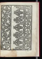 An illustration from Lvcidario di recami : nel qval si contengo molte & varie sorti di dissegni : a pvnti in aere, et pvnti tagliaci & a fogliami & con figure, & di piu altre maniere, come al presente si vsano non piu venute in luce : per leqvli ogni elevato ingegno potrà in diuersi modi commodissimamamente seruirsi (1563)