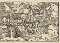 An illustration from Des hochberümptesten Geschicht Schreybers Justini warhafftige Hystorien, die er auss Trogo Pompeio gezoge[n] vn[d] inn vierzig vier Bücher aussgeteylt darinn er von vil Künigreychen der Welt wie die auff vnnd Abgang genom[m]en beschryben (1531)