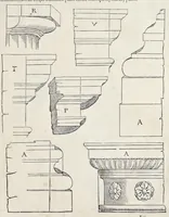 An illustration from Reigles generales de l'architecture, sur les cincq manieres d'edifices : ascauoir, thuscane, doricq̄, ioniq̄, corinthe, & cōposite, auec les exemples danticquitez, selon la doctrine de Vitruue (1542)