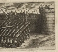 An illustration from Ivsti LipsI Poliorcetic[o]n, sive, De machinis, tormentis, telis, libri qvinqve : ad historiarum lucem (1596)