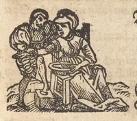 An illustration from Himels Lauffs Wirckung vnd natürliche Influentz der Planeten, Gestirn vnd Zeychen : auss Grund der Astronomei, nach jeder Zeit, Jar, Tag vnd Stunden Constellation : In Natiuiteten, zur Artznei, Wolfart, vnd allem Leben der Menschen zuwissen von Nöten : mitsampt astronomischer vnd mathematischer Instrument, als Astrolabien, Quadranten, Compäst, Sonnuhren vnd Nocturnal, künstlicher Zůrichtung vnd nützlichem Gebrauch : alles Innhalt beigelegten Registers (1564)