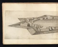 Picture 14 of 26 from Prospettiva di fortificationi dell'ingegnere et capitano Girolamo Portigiani Fioren[tin]o : nella quale rimirando ciascheduno professore esperto dell'arte della militia, potrà in un subito come in uno specchio uedere tutto qucllo quasi, che altroue alla lunga & del fabricare & del difendere & dell'espugnar fortezze, letto, ò in ca[m]pagna, in fatto praticato hauessi .. (1648), leaf 57