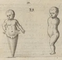 An illustration from Monstrorum historia memorabilis : monstrosa humanorum partuum miracula : stupendis conformationum formulis ab vtero materno enata : viuis exemplis, obseruationibus, & picturis, referens : accessit analogicum argumentum de monstris brutis : Supplementi loco ad observationes medicas Schenkianas edita (1609)