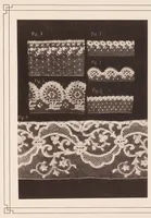 An illustration from La dentelle, histoire -- description -- fabrication -- bibliographie : ornée de cinquante planches phototypographiques fac-similé de dentelles de toutes les époques : passements aux fuseaux, points coupés à l'aiguille .. blondes, chantilly, etc., et de nombreuses gravures d'après les meilleurs maîtres des XVIe et XVIIe siècles (1875)