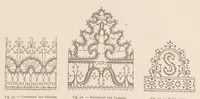 An illustration from La dentelle, histoire -- description -- fabrication -- bibliographie : ornée de cinquante planches phototypographiques fac-similé de dentelles de toutes les époques : passements aux fuseaux, points coupés à l'aiguille .. blondes, chantilly, etc., et de nombreuses gravures d'après les meilleurs maîtres des XVIe et XVIIe siècles (1875)