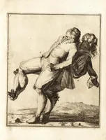 An illustration from L'academie de l'admirable art de la lutte : montrant d'une maniere très exacte non seulement la force extraordinaire de l'homme, mais aussi les mouvemens merveilleux, l'usage singulier, & les souplesses des principales parties ou membres du corps humain : avec une instruction claire & familiaire, comment on peut en toutes les occasions repousser sûrement & adroitement toutes sortes d'insultes & d'attaques