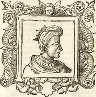 An illustration from Les anciennes et modernes genealogies des roys de France et mesment du roy Pharamond : auec leurs epitaphes et effigies .. (1527)