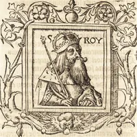 An illustration from Les anciennes et modernes genealogies des roys de France et mesment du roy Pharamond : auec leurs epitaphes et effigies .. (1527)