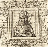 An illustration from Les anciennes et modernes genealogies des roys de France et mesment du roy Pharamond : auec leurs epitaphes et effigies .. (1527)
