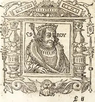 An illustration from Les anciennes et modernes genealogies des roys de France et mesment du roy Pharamond : auec leurs epitaphes et effigies .. (1527)