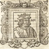 An illustration from Les anciennes et modernes genealogies des roys de France et mesment du roy Pharamond : auec leurs epitaphes et effigies .. (1527)