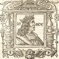 An illustration from Les anciennes et modernes genealogies des roys de France et mesment du roy Pharamond : auec leurs epitaphes et effigies .. (1527)
