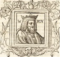 An illustration from Les anciennes et modernes genealogies des roys de France et mesment du roy Pharamond : auec leurs epitaphes et effigies .. (1527)