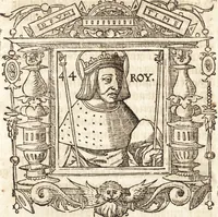 An illustration from Les anciennes et modernes genealogies des roys de France et mesment du roy Pharamond : auec leurs epitaphes et effigies .. (1527)
