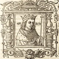 An illustration from Les anciennes et modernes genealogies des roys de France et mesment du roy Pharamond : auec leurs epitaphes et effigies .. (1527)