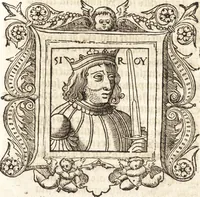 An illustration from Les anciennes et modernes genealogies des roys de France et mesment du roy Pharamond : auec leurs epitaphes et effigies .. (1527)
