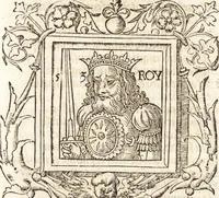 An illustration from Les anciennes et modernes genealogies des roys de France et mesment du roy Pharamond : auec leurs epitaphes et effigies .. (1527)