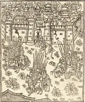An illustration from Les anciennes et modernes genealogies des roys de France et mesment du roy Pharamond : auec leurs epitaphes et effigies .. (1527)