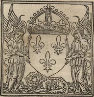 An illustration from Les anciennes et modernes genealogies des roys de France et mesment du roy Pharamond : auec leurs epitaphes et effigies .. (1527)