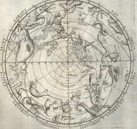 An illustration from Aratou Soleōs Phainomena kai Diosēmeia. Theōnos scholia. Eratosthenous katasterismoi. Metron tēs gēs Peripherias. Tou kyvou diplasiasmos. Koskinon. Tou Neilou pēgai. Tou kanonos tomē Dionysiou hymnoi (1672)
