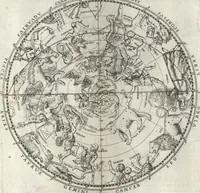 An illustration from Aratou Soleōs Phainomena kai Diosēmeia. Theōnos scholia. Eratosthenous katasterismoi. Metron tēs gēs Peripherias. Tou kyvou diplasiasmos. Koskinon. Tou Neilou pēgai. Tou kanonos tomē Dionysiou hymnoi (1672)