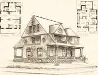 An illustration from Artistic dwellings : giving views, floor plans and estimates of cost of many house and cottage designs, costing from $600 up, designed and selected with especial reference to economy in building and convenience of arrangement (1893)