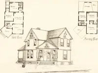 An illustration from Artistic dwellings : giving views, floor plans and estimates of cost of many house and cottage designs, costing from $600 up, designed and selected with especial reference to economy in building and convenience of arrangement (1893)