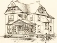 An illustration from Artistic dwellings : giving views, floor plans and estimates of cost of many house and cottage designs, costing from $600 up, designed and selected with especial reference to economy in building and convenience of arrangement (1893)