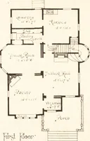 An illustration from Artistic dwellings : giving views, floor plans and estimates of cost of many house and cottage designs, costing from $600 up, designed and selected with especial reference to economy in building and convenience of arrangement (1893)