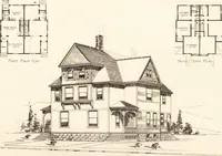 An illustration from Artistic dwellings : giving views, floor plans and estimates of cost of many house and cottage designs, costing from $600 up, designed and selected with especial reference to economy in building and convenience of arrangement (1893)