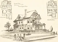An illustration from Artistic dwellings : giving views, floor plans and estimates of cost of many house and cottage designs, costing from $600 up, designed and selected with especial reference to economy in building and convenience of arrangement (1893)