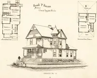 An illustration from Artistic dwellings : giving views, floor plans and estimates of cost of many house and cottage designs, costing from $600 up, designed and selected with especial reference to economy in building and convenience of arrangement (1893)